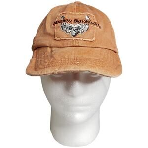 Harley Davidson Patch Hat Orange Strapback Baseball Cap Unique Soft Bead Brim